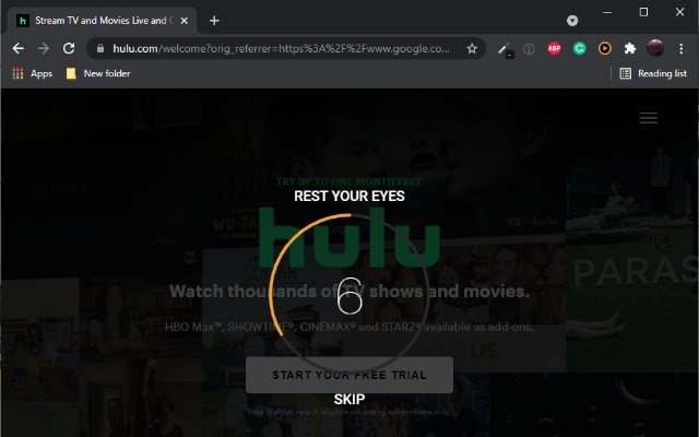 Eye Saver 20 20 20 Break Reminder from Chrome web store to be run with OffiDocs Chromium online